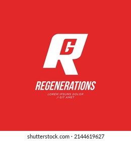 Letter RG or GR negative style logo icon sign design concept. Vector template