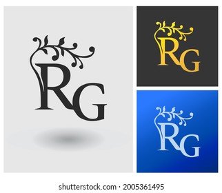 Letter RG initial flower logo vector template
