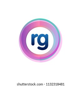 Letter RG logo with colorful circle, letter combination logo design with ring, circle object for creative industry, web, business and company.