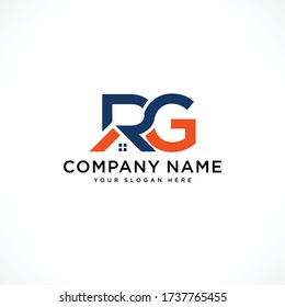 letter RG with Real Estate element. home initial R G concept. Construction logo template Home and Real Estate icon.