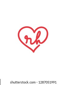 letter rh and heart logo icon 001