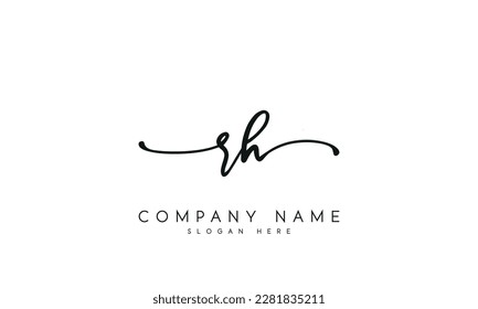 letter RH logo design handwriting signature style vector template.