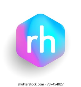 Letter RH logo in hexagon shape and colorful background, letter combination logo design for business and company identity.
