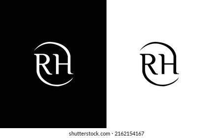Inspiración del logotipo de la carta RH con ilustración de vector circular