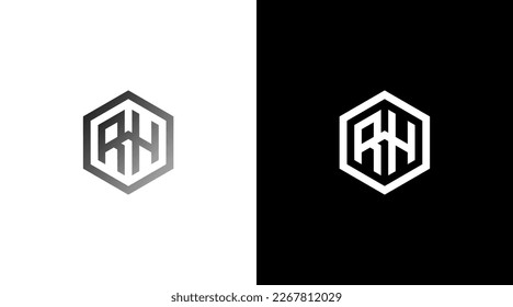 Letter RH logo real estate brand hexagon vector monogram icon style Design template