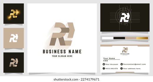 Letter RH or PLH monogram logo with business card design