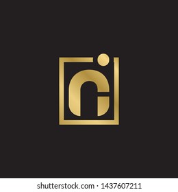 Letter ri linked lowercase logo design template elements. Gold letter Isolated on black  background. Suitable for business, consulting group company.
