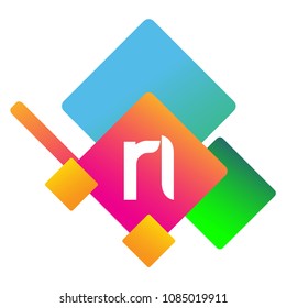 Letter RI logo with colorful geometric shape, letter combination logo design for creative industry, web, business and company.
