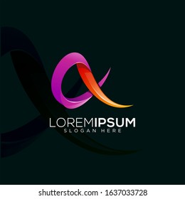 letter A ribbon colorful vector logo design