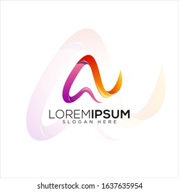 letter A ribbon vector logo design