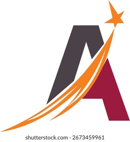 Letter A with rising star logo