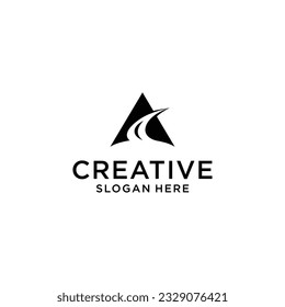 Letra un concepto de diseño de logotipo de montaña de río