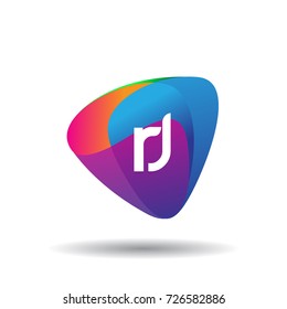 Letter RJ logo with colorful splash background, letter combination logo design for creative industry, web, business and company