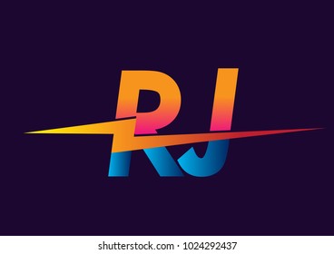 Letter RJ logo with Lightning icon, letter combination Power Energy Logo design for Creative Power ideas, web, business and company.