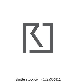 letter rj simple geometric square design symbol logo vector