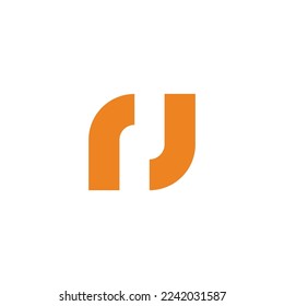 letter rj square rotate simple line logo vector 