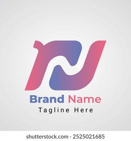 Letter rjN Logo, Combination logo of  letter r and letter j that forms negative space Letter N logo