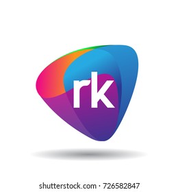 Letter RK logo with colorful splash background, letter combination logo design for creative industry, web, business and company.