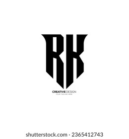 Letter Rk with modern shield shape security business cyber typography monogram logo