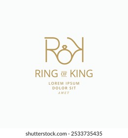 Letter RK or ROK with diamond ring elegant logo design vector illustration