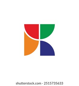 letter rk simple colorful geometric mosaic logo vector 