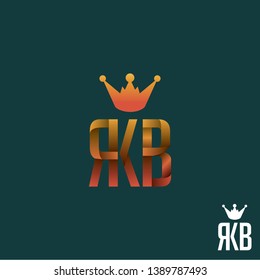 letter RKB logo, simple design with modern, harmonious and trendy gradient colors. added crown icons on it.