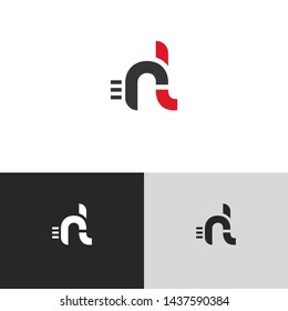 Letter rl linked lowercase logo design template elements. Red letter Isolated on black white grey background. Suitable for business, consulting group company.