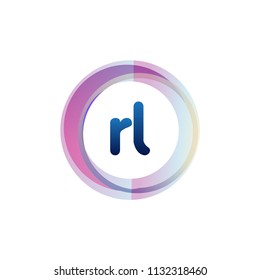 Letter RL logo with colorful circle, letter combination logo design with ring, circle object for creative industry, web, business and company.