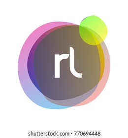 Letter RL logo with colorful splash background, letter combination logo design for creative industry, web, business and company.

