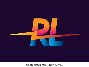 Letter RL logo with Lightning icon, letter combination Power Energy Logo design for Creative Power ideas, web, business and company.