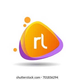 Letter RL logo in triangle splash and colorful background.