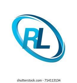 letter RL logotype design for company name colored blue swoosh. vector logo for business and company identity.