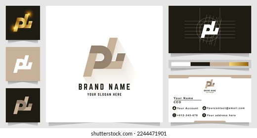 Letter RL or PL monogram logo with business card design