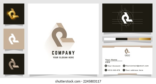 Letter RL or PL monogram logo with business card design