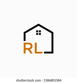 letter RL with  Real Estate element. home initial R L concept. Construction logo template, Home and Real Estate icon. Housing Complex Simple Vector Logo Template. - vector]