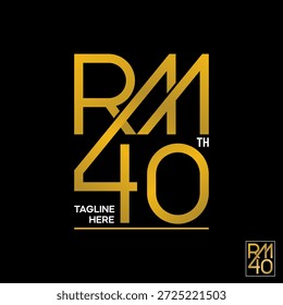 Letter RM 40 font line connected anniversary sport brand typography stylish logo design graphic concept creative premium vector stock image top sell