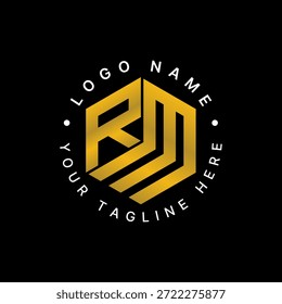 Letra RM fuente en hexágono marca deportiva mosaico geometría cubo tipografía diseño de logotipo con estilo concepto gráfico creativo premium Vector stock Imagen top sell
