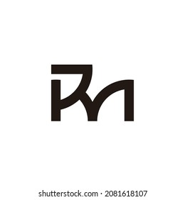 letter rm linked triangles line geometric logo vector
