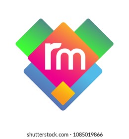 Letter RM logo with colorful geometric shape, letter combination logo design for creative industry, web, business and company.
