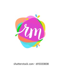 Letter RM logo with colorful splash background, letter combination logo design for creative industry, web, business and company.