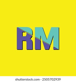 Letter rm logo design illustration editable EPS file with yellow background.