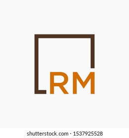 Letter RM Logo design with square frame line art. business consulting concept. studio,room,group icon. Suitable for business, consulting group company. - vector