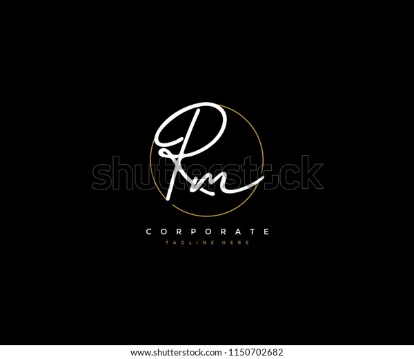 Letter Rm Logo Manual Elegant Minimalist Stock Vector (Royalty Free