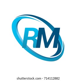 letter RM logotype design for company name colored blue swoosh. vector logo for business and company identity.