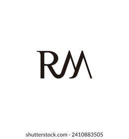 letra rm curvas de bucle fuente simple logo vector 