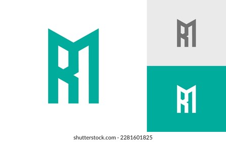 Letter RM monogram with building shape logo design vector