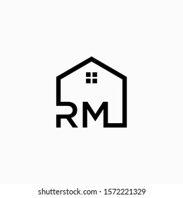 letter RM with Real Estate Logo. home initial R M concept. Construction logo template, Home and Real Estate icon. Housing Complex Simple Vector Logo Template. - vector