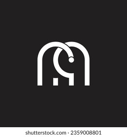 letter rm rq simple loop geometric line logo vector 