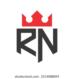 Letra RN Logo de la corona. Corona en la letra RN Plantilla de diseño de logotipo