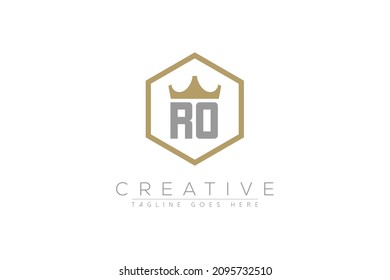 Buchstaben rn elegant und luxuriös Initial mit Kronen- und Hexagon-Rahmen minimale monogramm Logo-Design Vektorvorlage